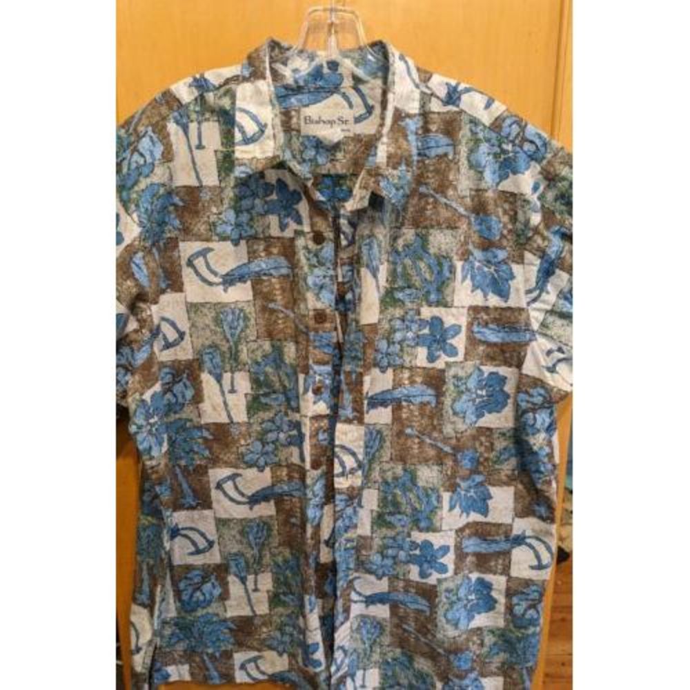 Bishop Street Made Hawaii Floral Pocket SHORT SLEEVE SHIRT 2XL Made in Hawaii